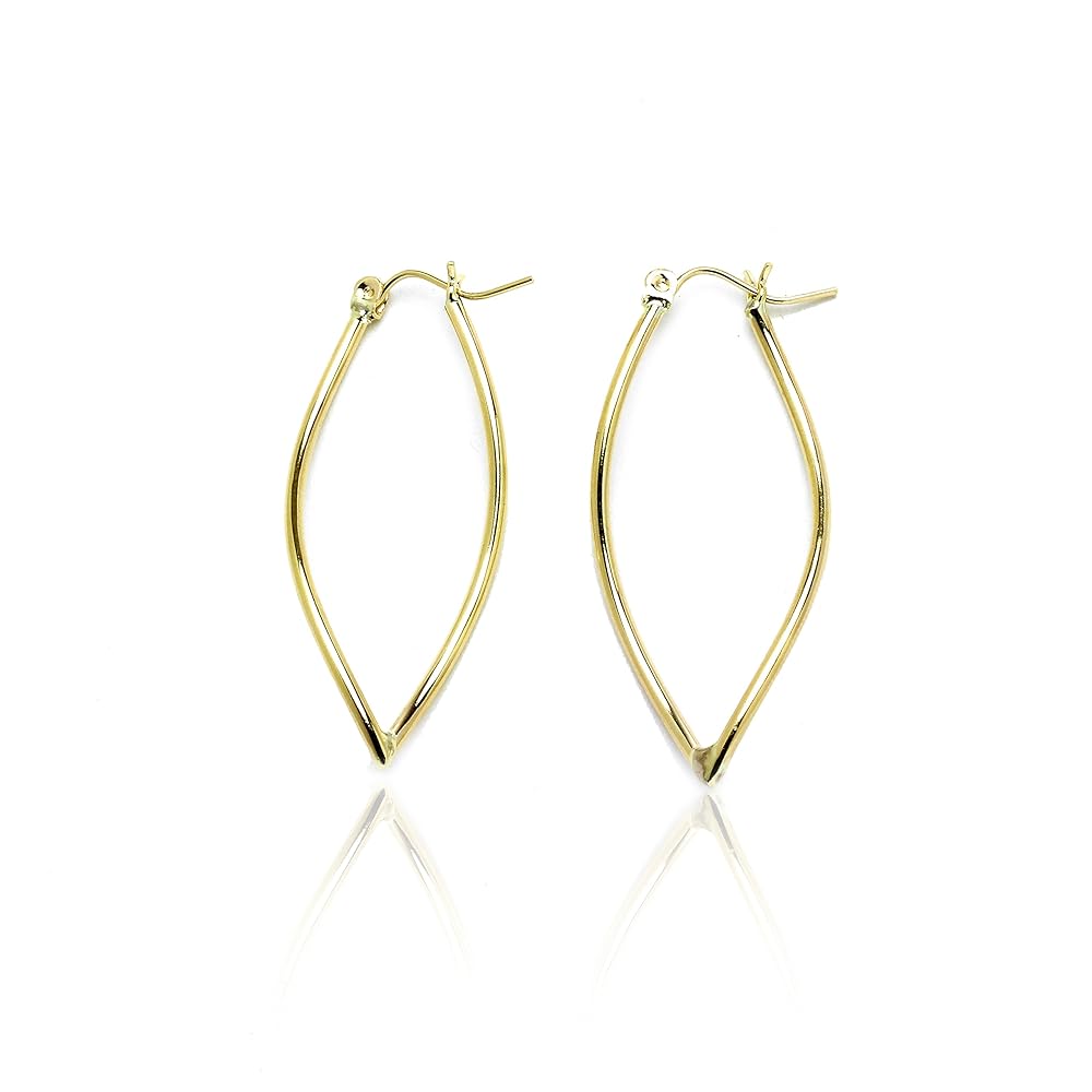 Amazon | SL Gold Imports ピアス 14K 先の尖った楕円形フープ